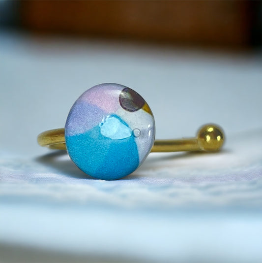 Anillo de acero dorado y papel (tamaño ajustable)