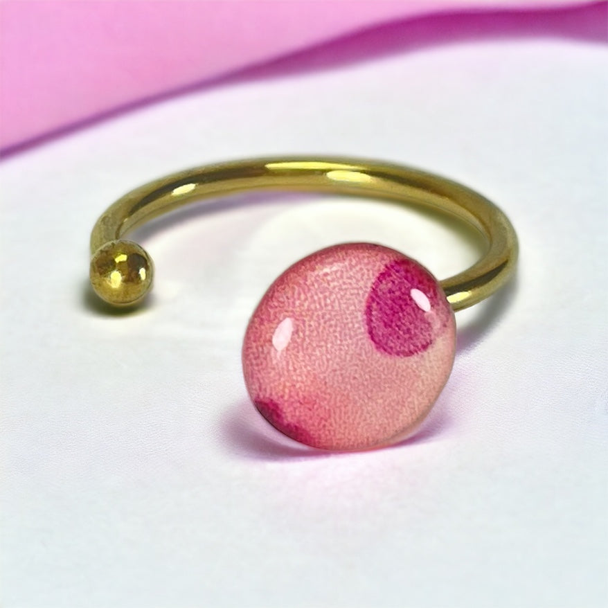Anillo de acero dorado y papel (tamaño ajustable)