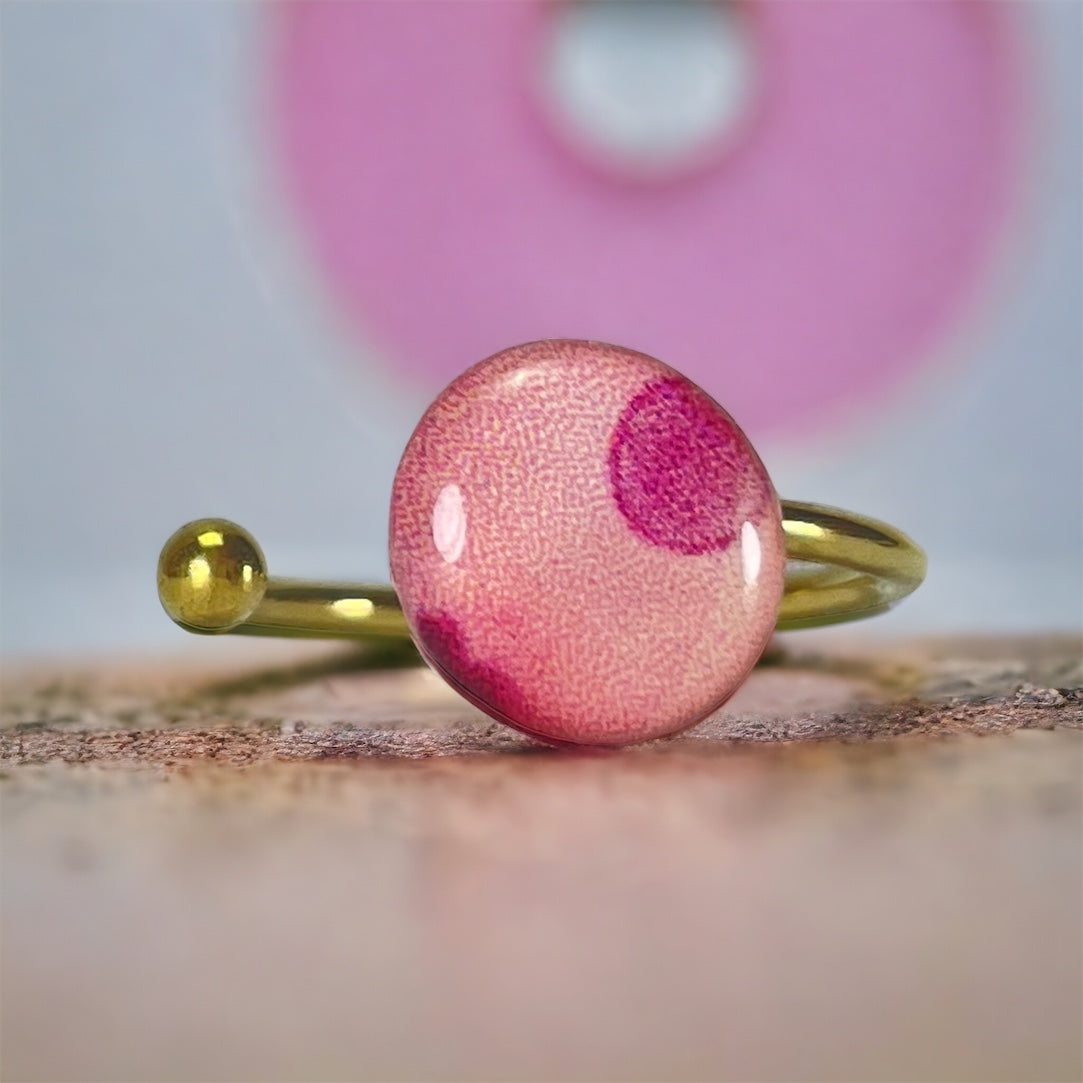 Anillo de acero dorado y papel (tamaño ajustable)
