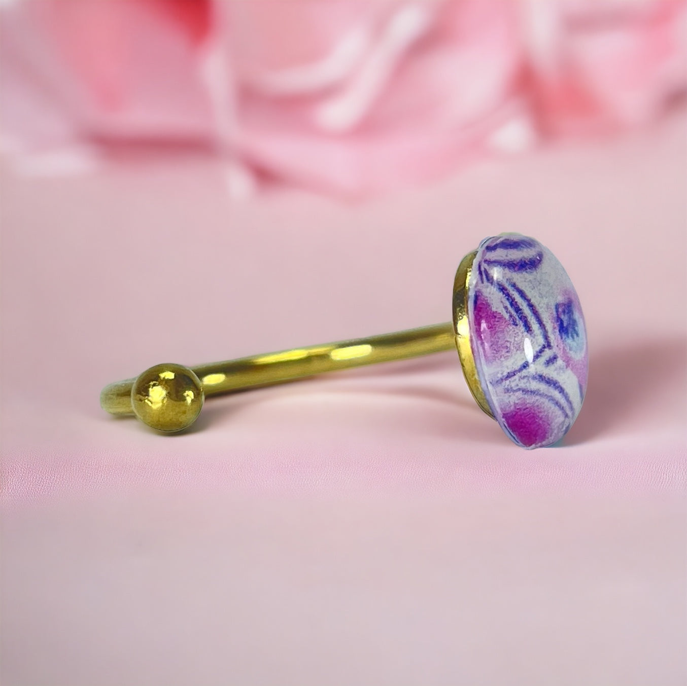 Anillo de acero dorado y papel (tamaño ajustable)