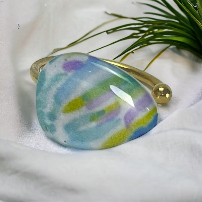 Anillo de acero dorado y papel (tamaño ajustable)