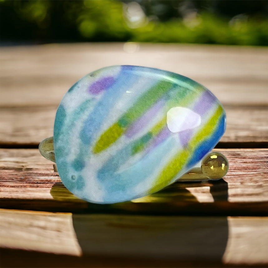 Anillo de acero dorado y papel (tamaño ajustable)